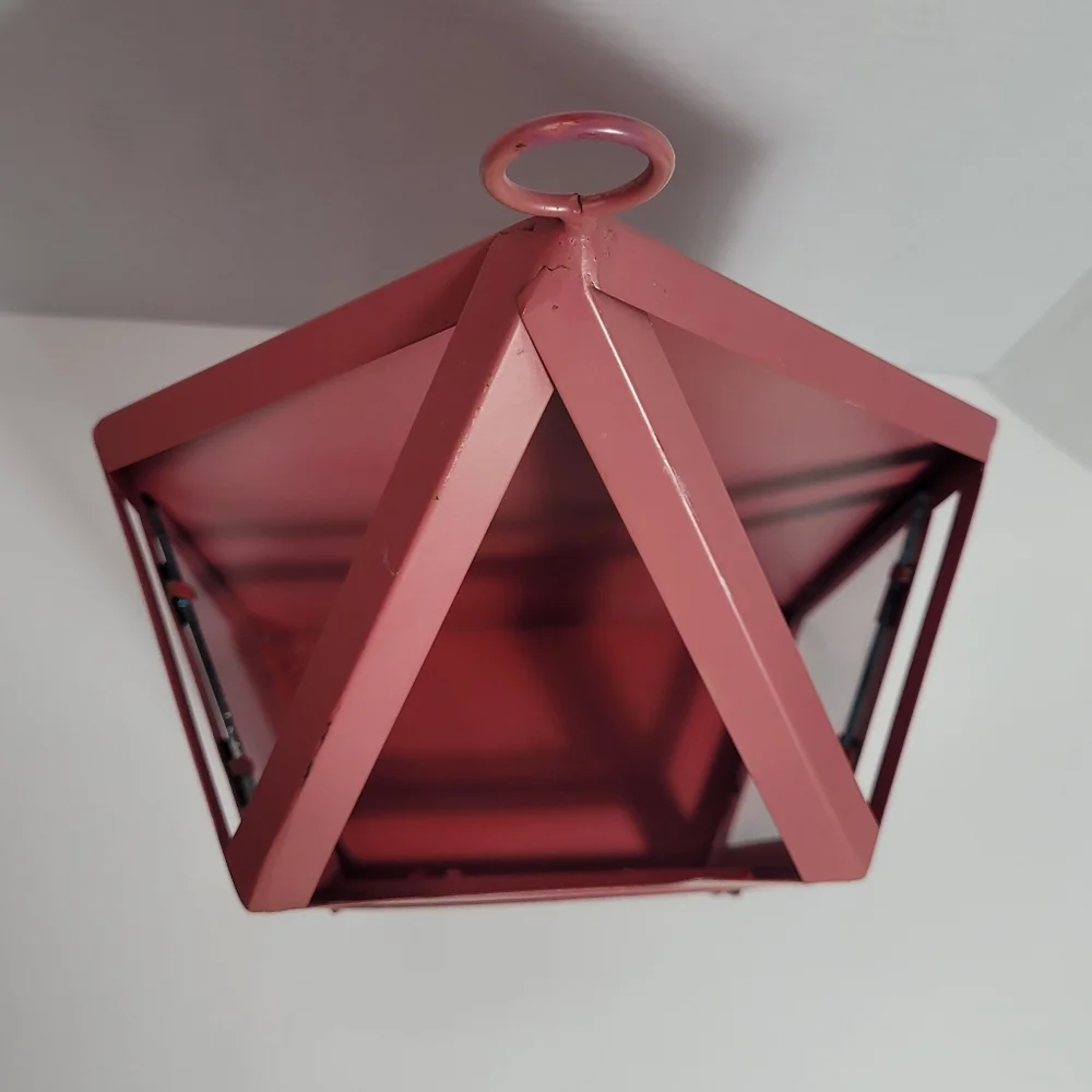 Charming Extra Large Metal and Glass Vintage Lantern Wall Sconce Rare